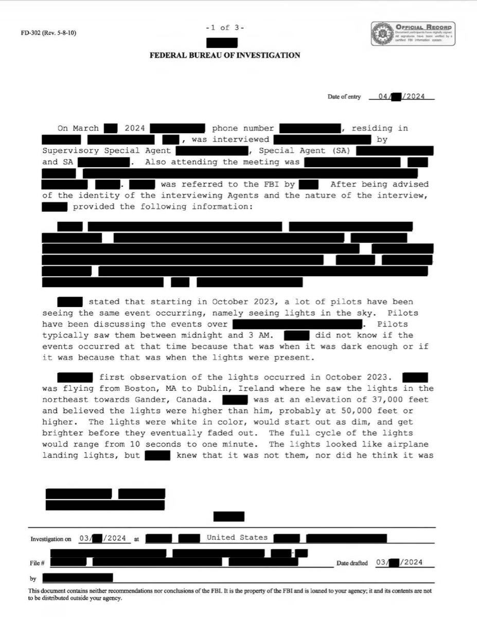 Eine Abschrift eines FBI-Interviews.