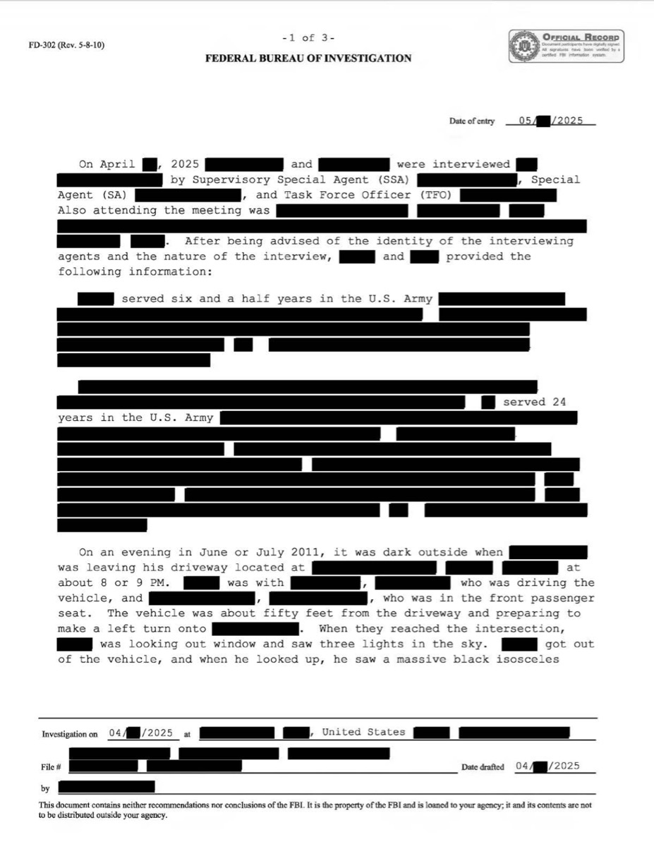 Uma transcrição de entrevista do FBI.